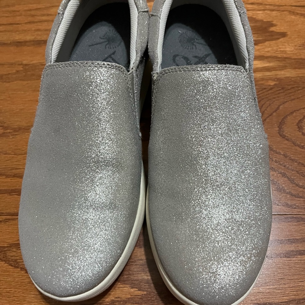Silver Glitter Slip-On Shoes
